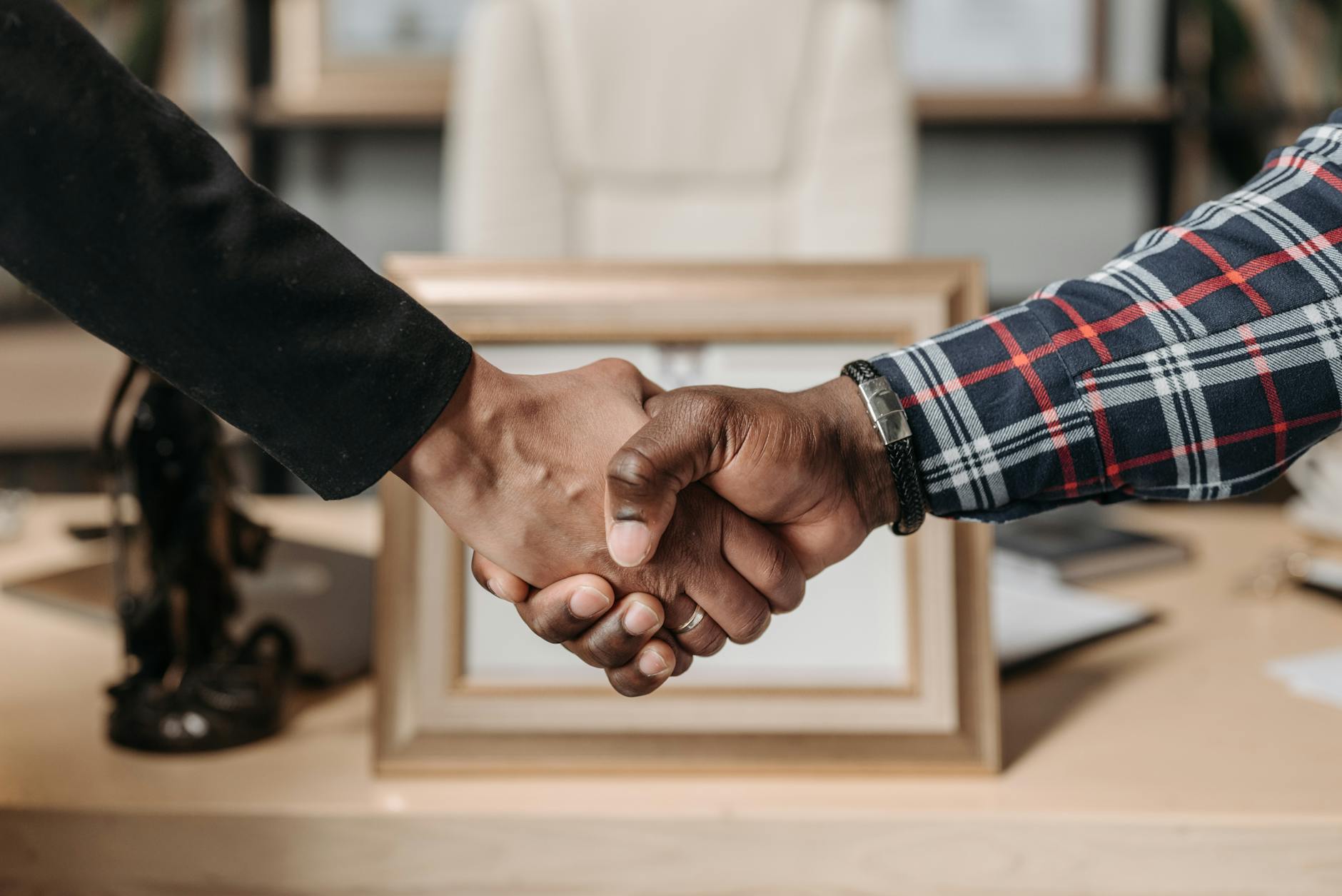 close up shot of a handshake